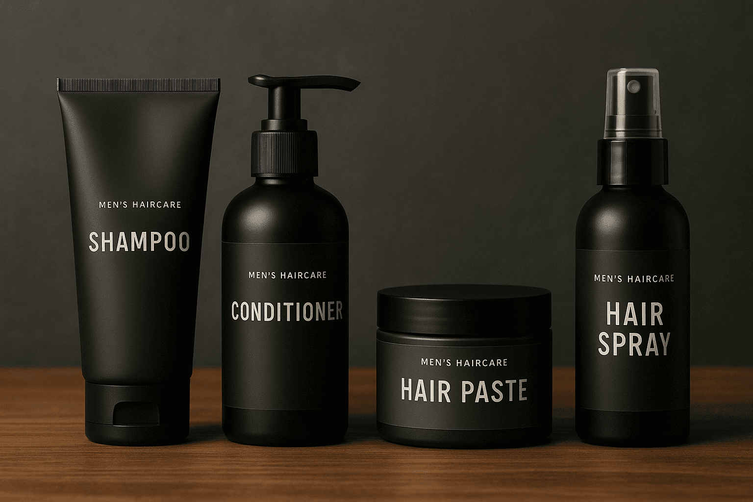 Lineup of men’s haircare products
