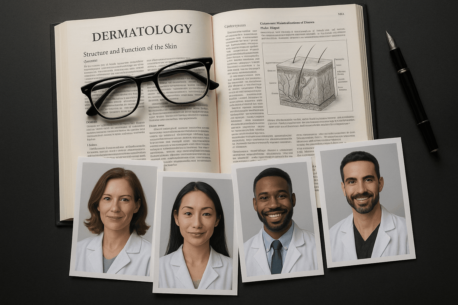 Expert headshots and reference books