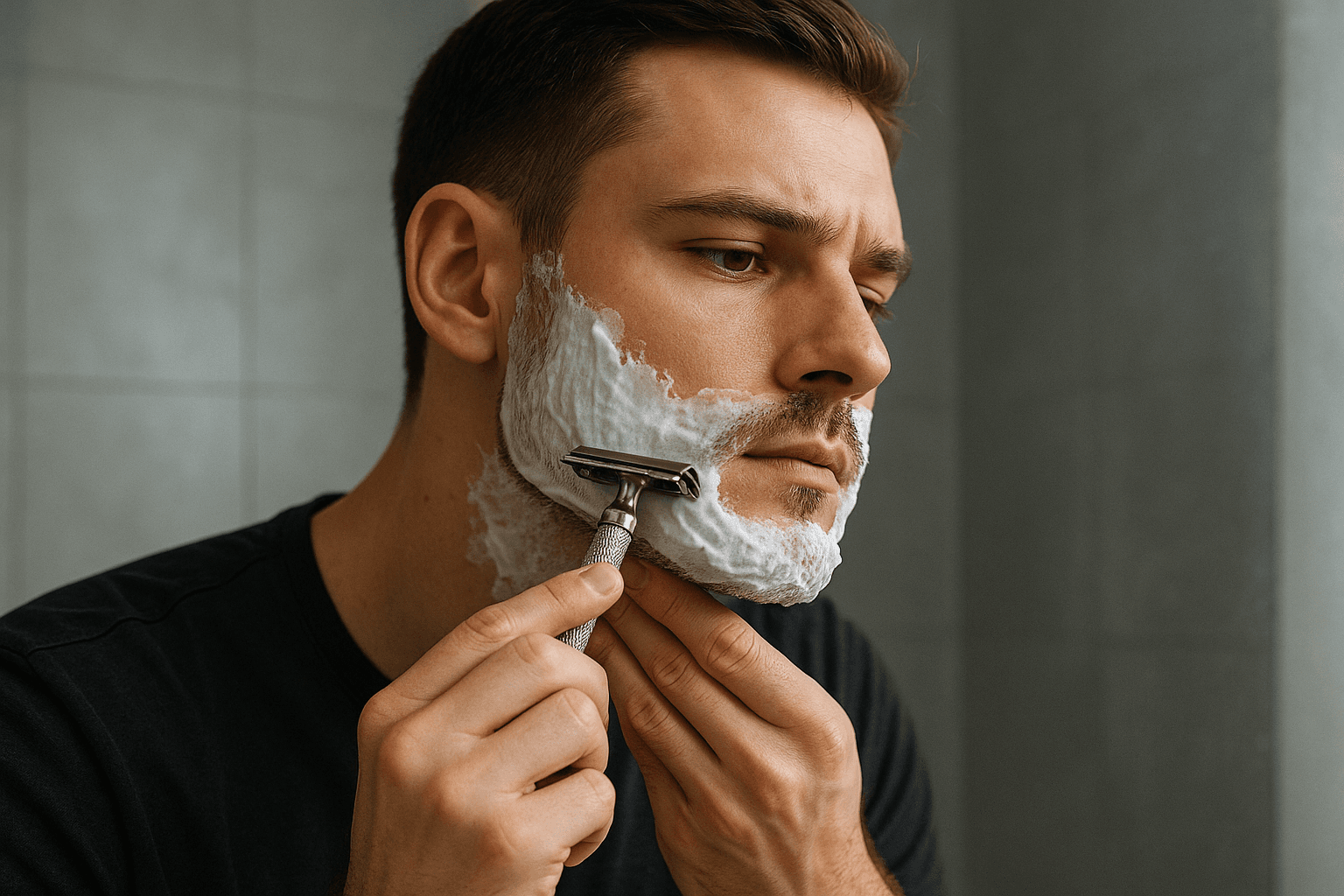 Men shaving beard